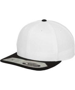 Premium Snapback Cap 110 Weiß/Schwarz 6 Panel - verstellbar