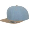 Premium Snapback Cap Blau/Wildleder Beige 6 Panel - verstellbar