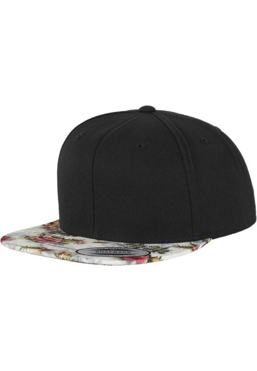 Snapback Cap schwarz/floral - verstellbar