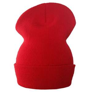 Lange Beanie Wollmütze rot