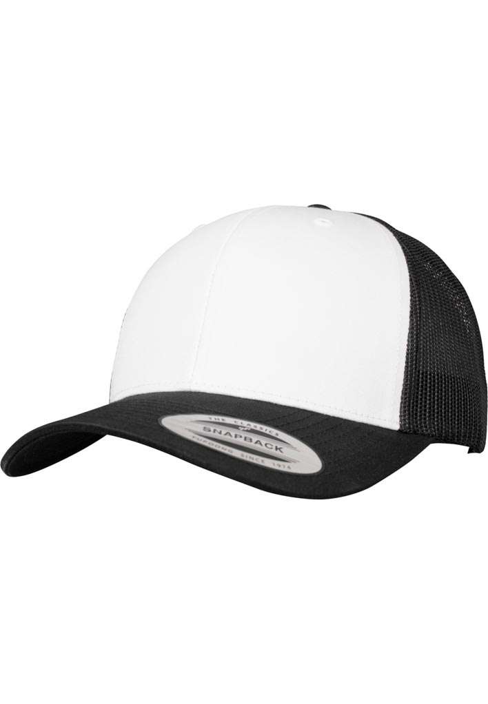 | Black/White/Black Retro Colored Panel - 6 Premium verstellbar cap® | your | Front Trucker style |